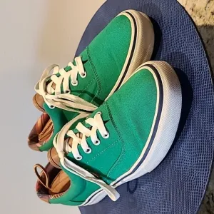Polo Ralph Lauren Keaton Pony Men Sz.9 Green Canvas &amp; LeatherCasual (#1124)