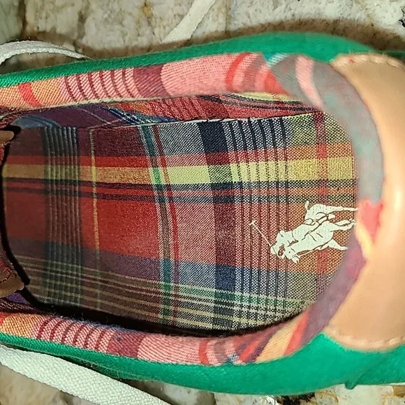 Polo Ralph Lauren Keaton Pony Men Sz.9 Green Canvas &amp; LeatherCasual (#1124)