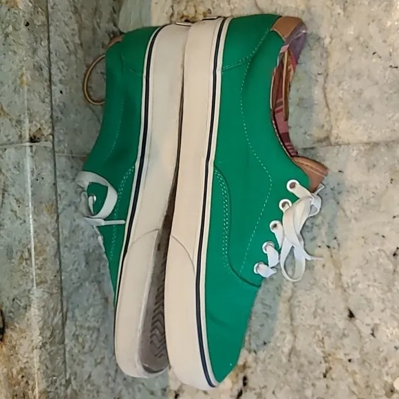 Polo Ralph Lauren Keaton Pony Men Sz.9 Green Canvas &amp; LeatherCasual (#1124)