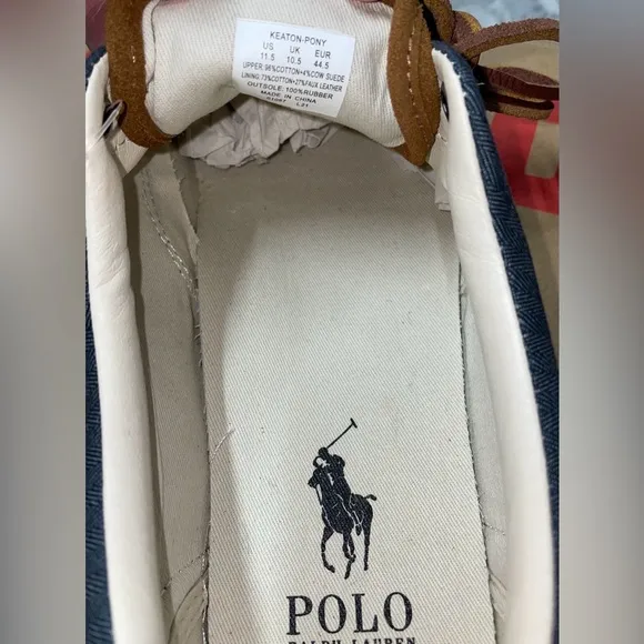 Polo Ralph Lauren Men 11 1/2Tennis Boat Shoe Blue Denim Canvas Lace-Up Brand New