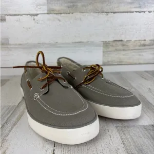 Polo Ralph Lauren mens 12 D Sander gray canvas boat shoe leather lace up new