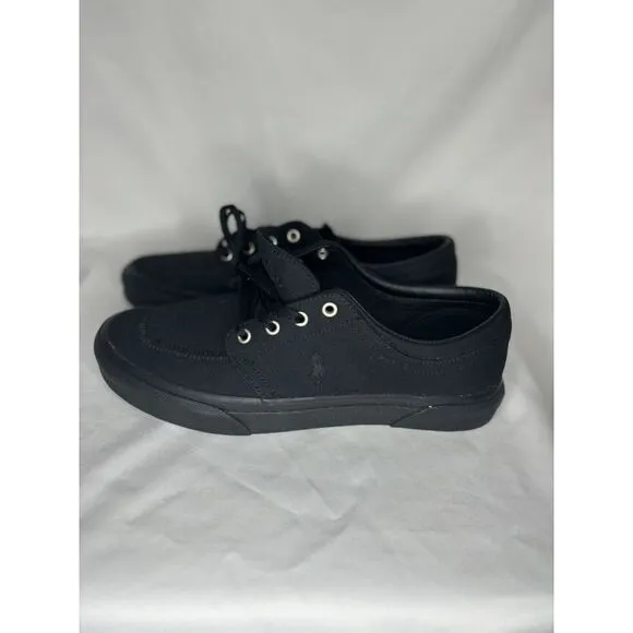 Polo Ralph Lauren  Men's Canvas Faxon Low-Top Sneakers Shoes  Black/Black Size 8