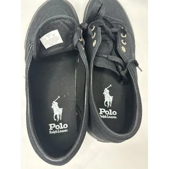 Polo Ralph Lauren  Men's Canvas Faxon Low-Top Sneakers Shoes  Black/Black Size 8