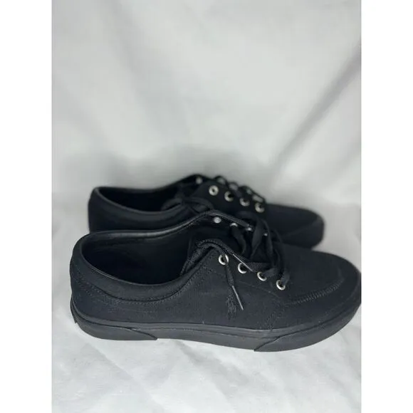 Polo Ralph Lauren  Men's Canvas Faxon Low-Top Sneakers Shoes  Black/Black Size 8