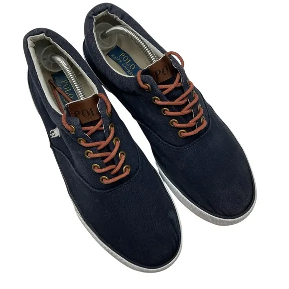 Polo Ralph Lauren Men's Forestmonth II Denim Sneakers 12D‎ Blue Canvas Lace Up