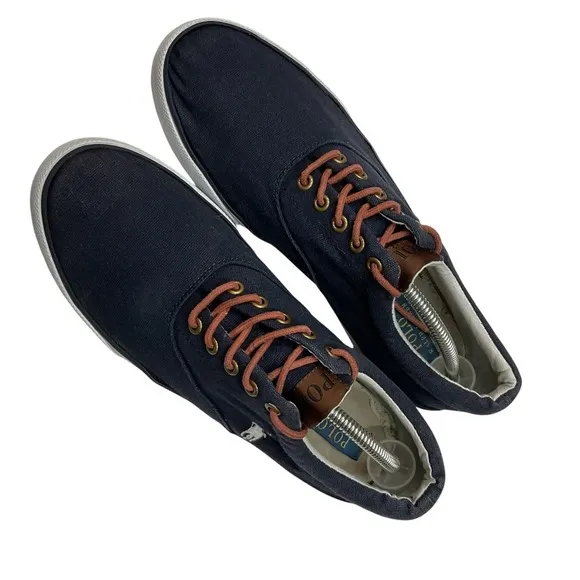 Polo Ralph Lauren Men's Forestmonth II Denim Sneakers 12D‎ Blue Canvas Lace Up