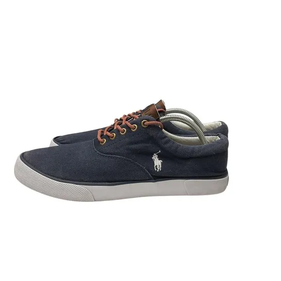 Polo Ralph Lauren Men's Forestmonth II Denim Sneakers 12D‎ Blue Canvas Lace Up