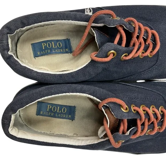 Polo Ralph Lauren Men's Forestmonth II Denim Sneakers 12D‎ Blue Canvas Lace Up