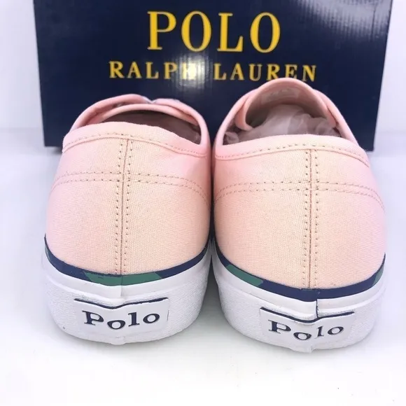 POLO Ralph Lauren Men's Keaton Leather-Trim Canvas Shoes Carmel Pink