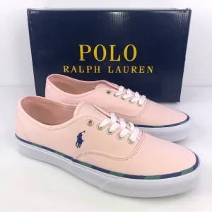 POLO Ralph Lauren Men's Keaton Leather-Trim Canvas Shoes Carmel Pink