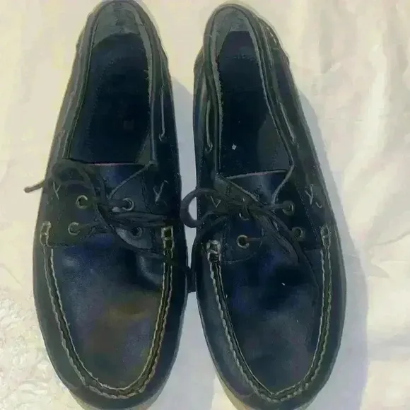 Polo Ralph Lauren men’s navy blue leather boat shoes