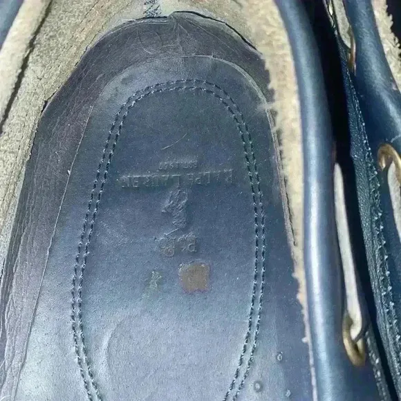 Polo Ralph Lauren men’s navy blue leather boat shoes