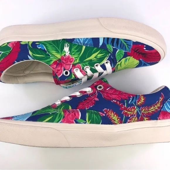 Polo Ralph Lauren Men’s Size 11.5 Keaton Pony Floral Canvas Shoes Sneakers New