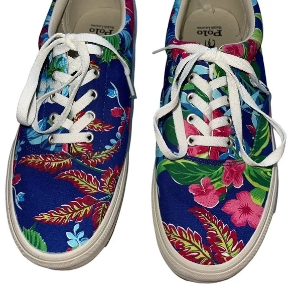 Polo Ralph Lauren Men’s Size 11.5 Keaton Pony Floral Canvas Shoes Sneakers New
