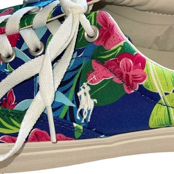 Polo Ralph Lauren Men’s Size 11.5 Keaton Pony Floral Canvas Shoes Sneakers New
