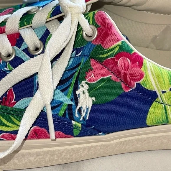 Polo Ralph Lauren Men’s Size 11.5 Keaton Pony Floral Canvas Shoes Sneakers New
