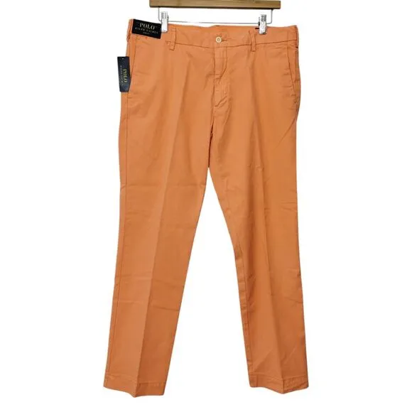 Polo Ralph Lauren Men's Slim Fit Pima Cotton Chino Pant Size 36x30‎ Orange NWT