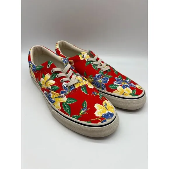 Polo Ralph Lauren Men's Thorton Canvas Shoes Floral Red Size 10D NEW🛒