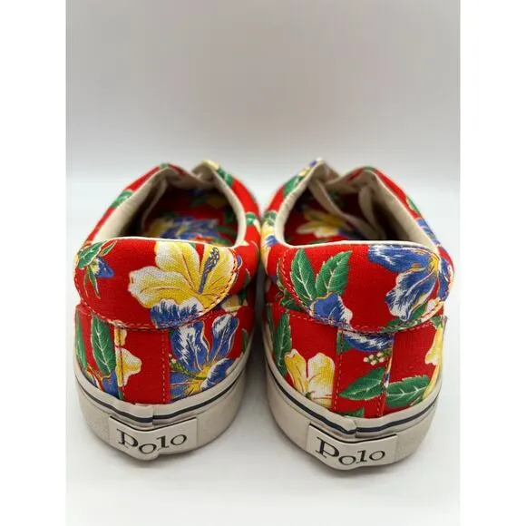 Polo Ralph Lauren Men's Thorton Canvas Shoes Floral Red Size 10D NEW🛒