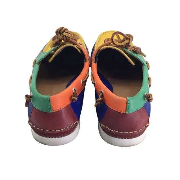 Polo Ralph Lauren Merton Boat Shoes Mens 9.5 Multicolor Leather Deck Colorblock