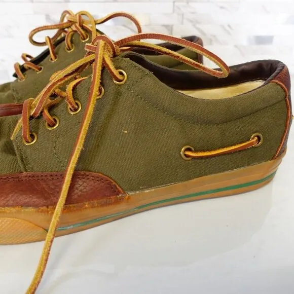 Polo Ralph Lauren Shoes Mens Leather 11 Sneakers Canvas Green Vance Boat