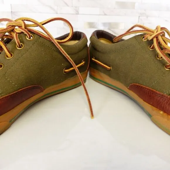 Polo Ralph Lauren Shoes Mens Leather 11 Sneakers Canvas Green Vance Boat