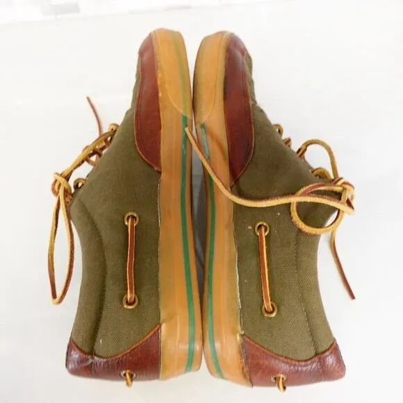 Polo Ralph Lauren Shoes Mens Leather 11 Sneakers Canvas Green Vance Boat