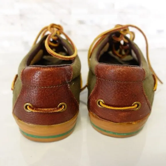 Polo Ralph Lauren Shoes Mens Leather 11 Sneakers Canvas Green Vance Boat