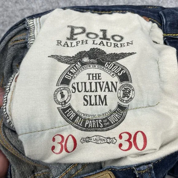 Polo Ralph Lauren The Sullivan Slim Jeans Mens 30x30 Blue Dark Wash 5 Pocket