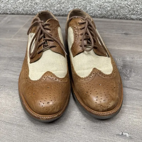 Polo Ralph Lauren Torrington Wingtip Oxford Men US 11 D Leather Canvas Shoe