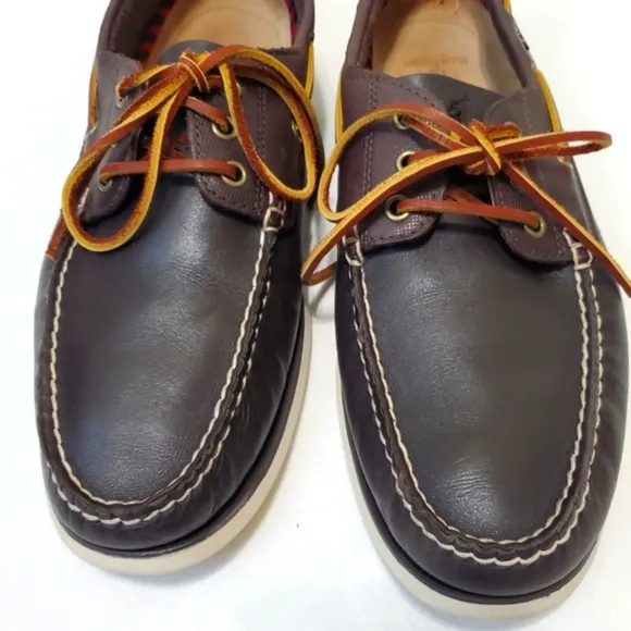 POLO Ralph Lauren Tumbled Brown Leather Loafers Boat Shoes 11