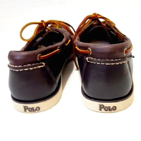 POLO Ralph Lauren Tumbled Brown Leather Loafers Boat Shoes 11