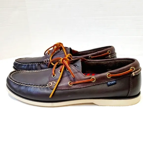 POLO Ralph Lauren Tumbled Brown Leather Loafers Boat Shoes 11