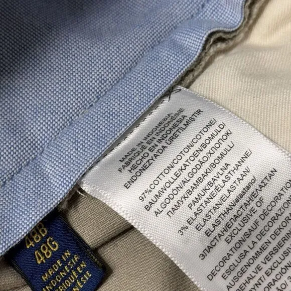Polo Ralph Lauren Mens 48B Shorts Beige Chino Stretch Cotton Twill Casual Preppy