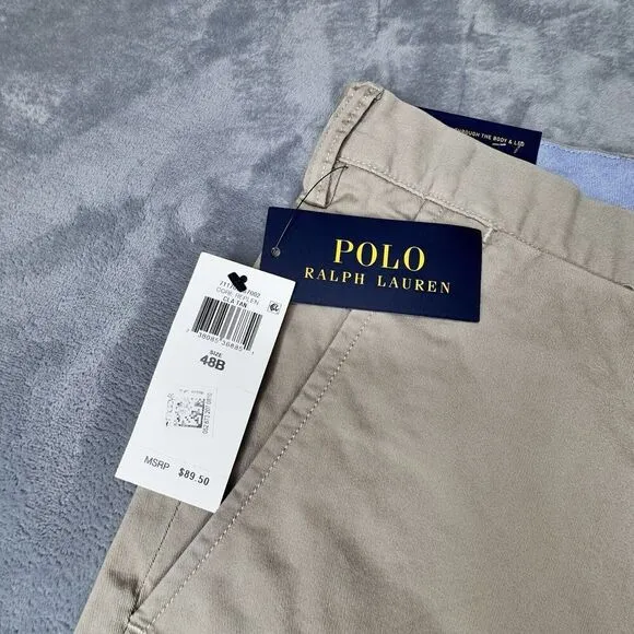 Polo Ralph Lauren Mens 48B Shorts Beige Chino Stretch Cotton Twill Casual Preppy