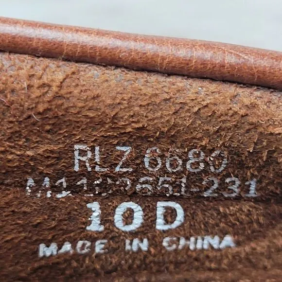 Polo sport Ralph Lauren Brown Leather Boat Shoes Slip On Loafers Men's Size 10D