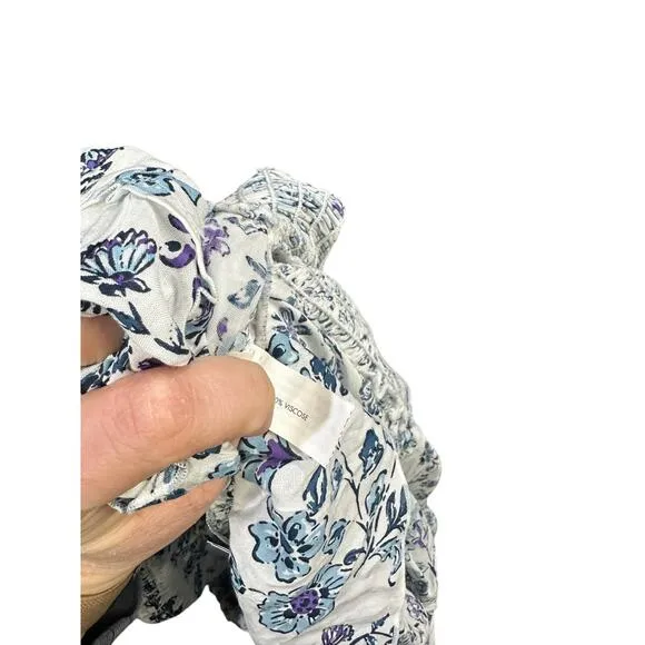 Poupette St Barth Soledad Off Shoulder Mini Dress White Blue Foulard Print