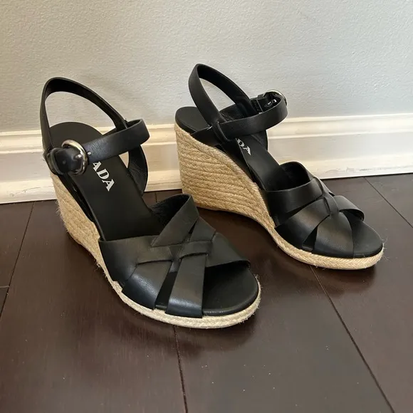 Prada 4 inch espadrille wedges