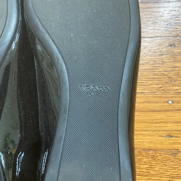 Prada black leather ballerina flats