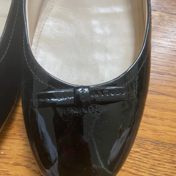 Prada black leather ballerina flats
