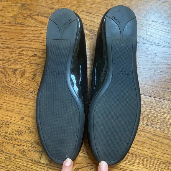 Prada black leather ballerina flats