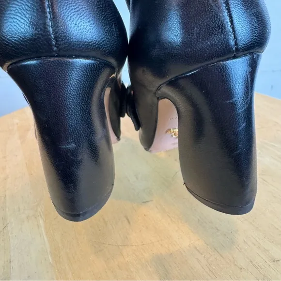 Prada | Black Leather Heeled Boots, 38