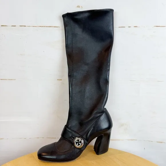 Prada | Black Leather Heeled Boots, 38