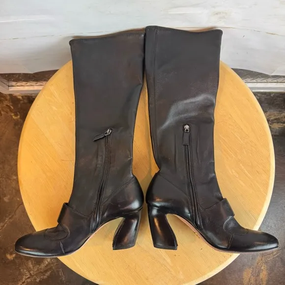 Prada | Black Leather Heeled Boots, 38