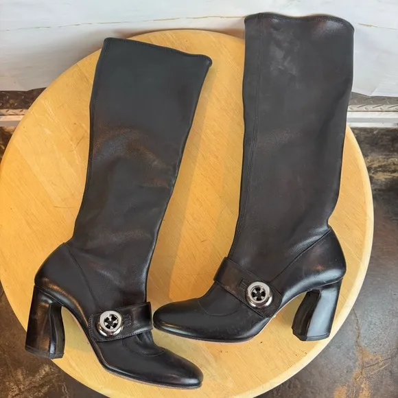 Prada | Black Leather Heeled Boots, 38