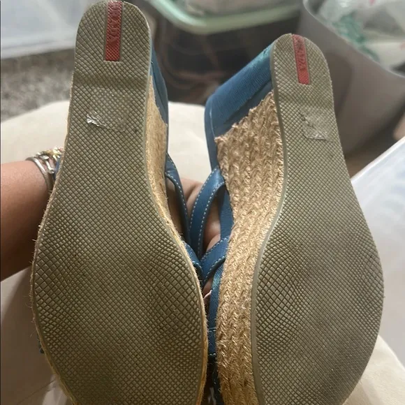 Prada Blue Wedge Sandals with Espadrille Heel Size EU 38
