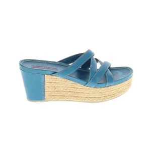 Prada Blue Wedge Sandals with Espadrille Heel Size EU 38