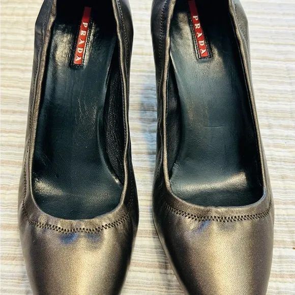 PRADA Calzature Donna Nappa Mordore In Grafite, Size 40 (box and dust bag)