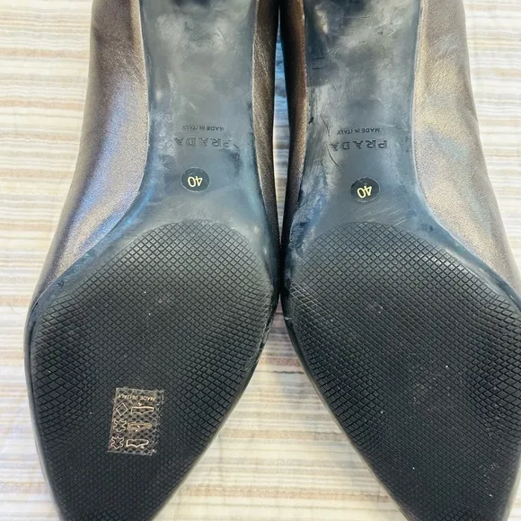 PRADA Calzature Donna Nappa Mordore In Grafite, Size 40 (box and dust bag)