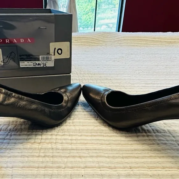 PRADA Calzature Donna Nappa Mordore In Grafite, Size 40 (box and dust bag)